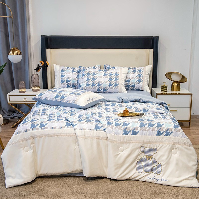 Bộ ga gối chăn hè phi lụa 4 món Gấu Én  An Như Bedding