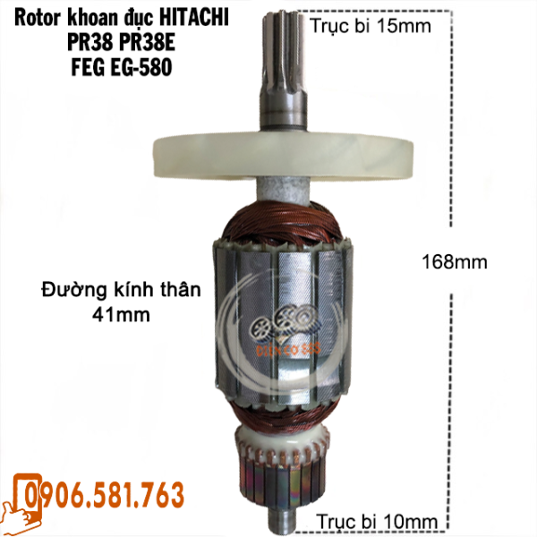 [HCM]Rotor khoan đục HITACHI PR38 PR38E FEG EG-580 - Tặng chổi than