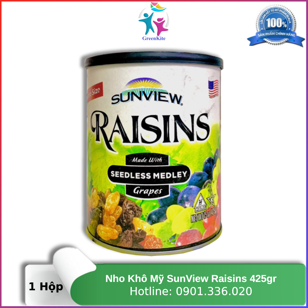 [Hộp] Nho Khô Mỹ SUNVIEW RAISINS 425gr