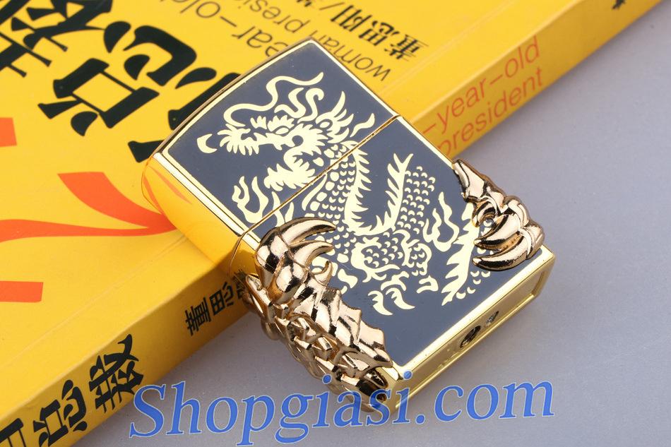 Bật Lửa KHÒ TIA Rồng Đen Vàng
