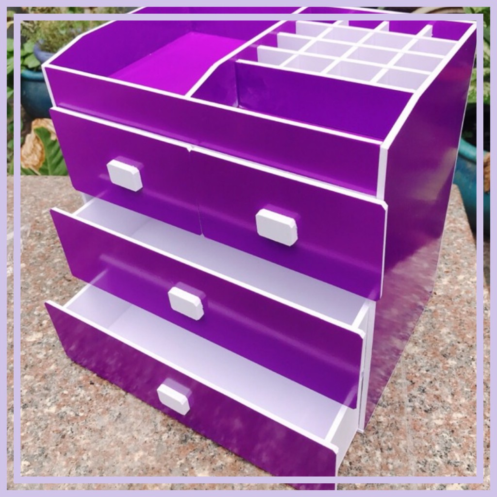 Kệ 4 tầng màu tím đựng son phấn mỹ phẩm nước hoa chất lượng