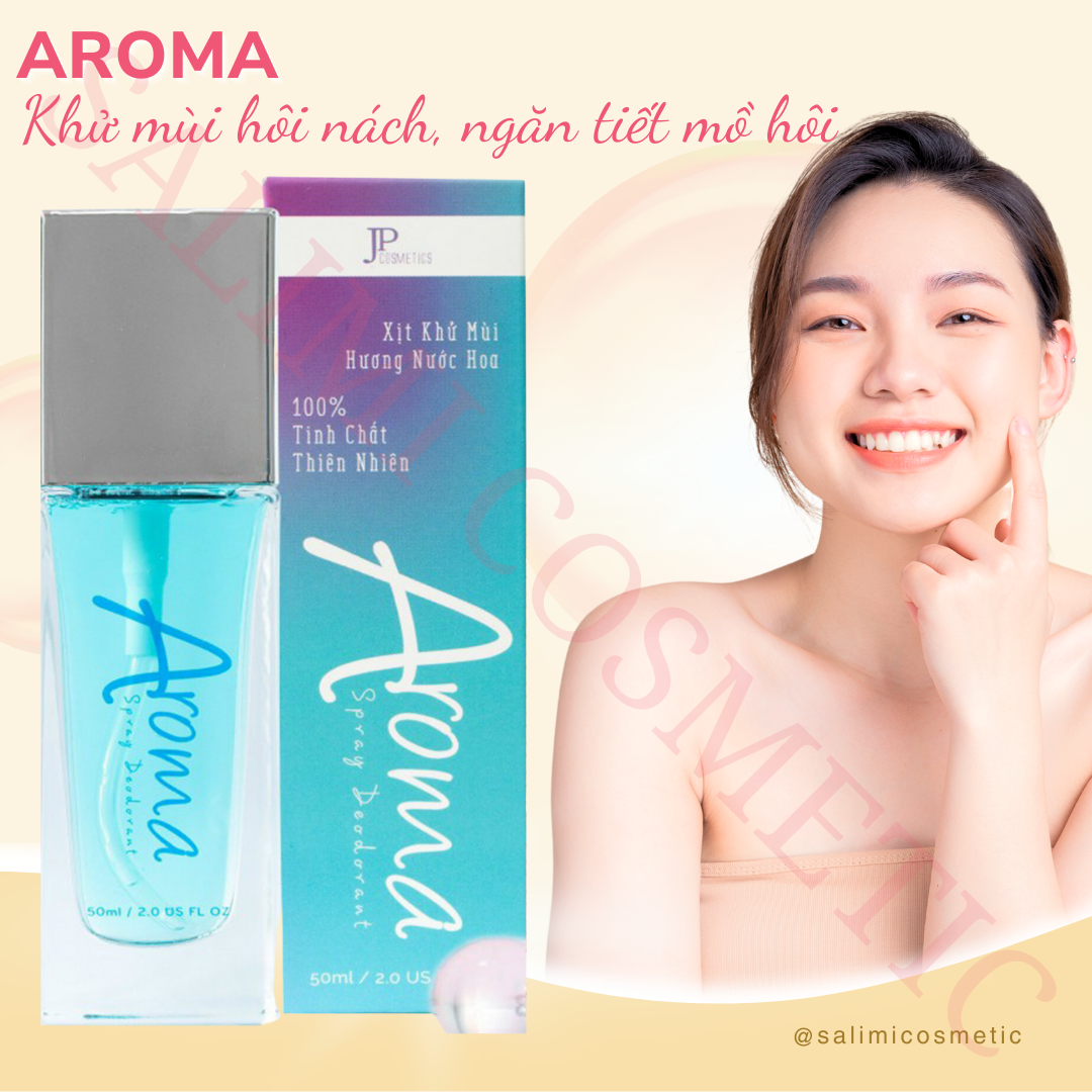 Xịt Khử Mùi Hôi Nách AROMA 50ml, Khử Mùi Cơ Thể, Ngăn Tiết Mồ Hôi, Không Gây Ố Vàng Áo