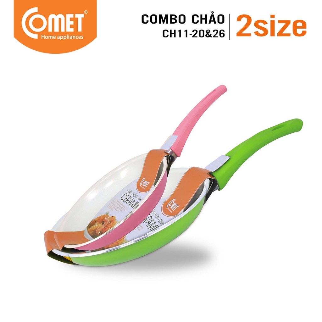 Combo 2 chảo chống dính Ceramic 20cm & 26cm COMET CH11-20 & CH11-26