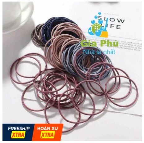 Combo 100 dây thun cột tóc co giãn tốt cho bạn gái ( giao nhiều màu )