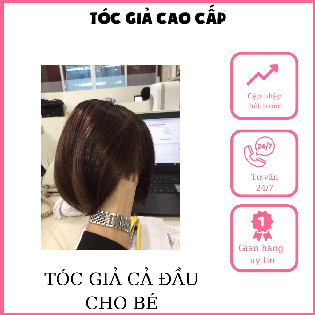 Tóc giả nguyên đầu cho bé, cúp vai