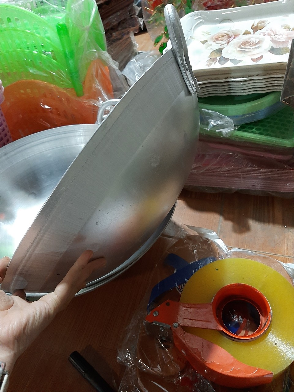 CHẢO NHÔM SÂU LÒNG DÀY DẶN SIZE 43X50CM