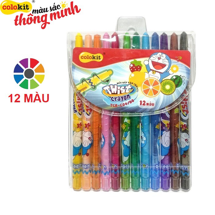 Giao hoả tốc - bút sáp màu dạng cây vặn 12 / 18 / 24 màu thiên long colokit tcr-04/do - tcr-05/do - tcr-06/do sáp vặn