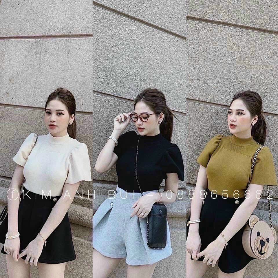 Áo thun gân len cổ cao tay cánh dơi siêu hot