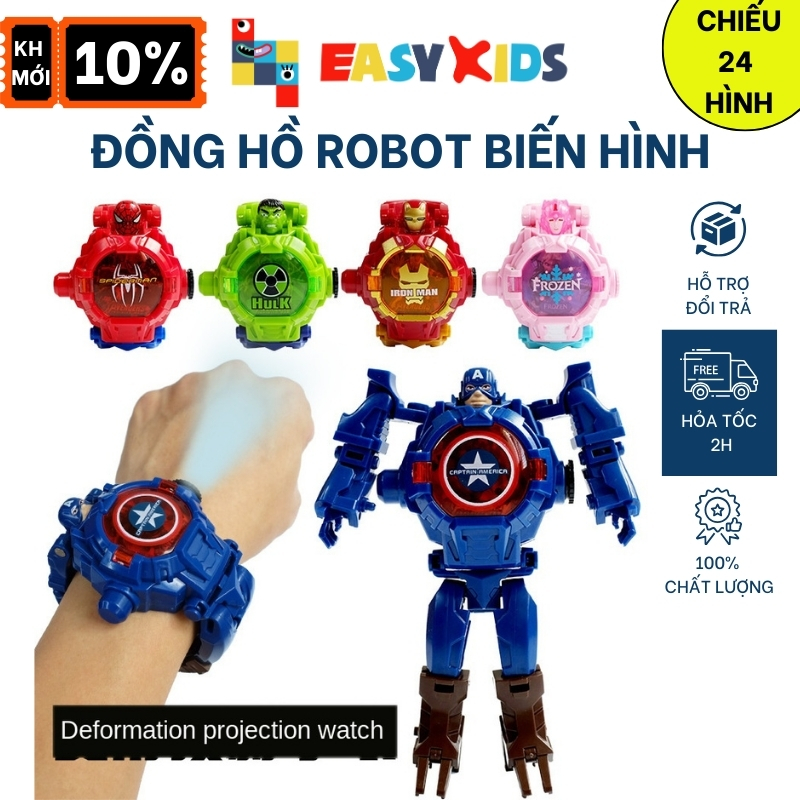 Đồng hồ siêu nhân biến hình robot có chiếu hình cho bé trai gái