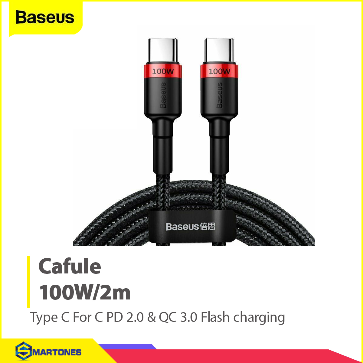 Cáp sạc Baseus Cafule Series USB C to C chuẩn PD 2.0 công suất 100W dài 200cm cho điện thoại , laptop , Macbook