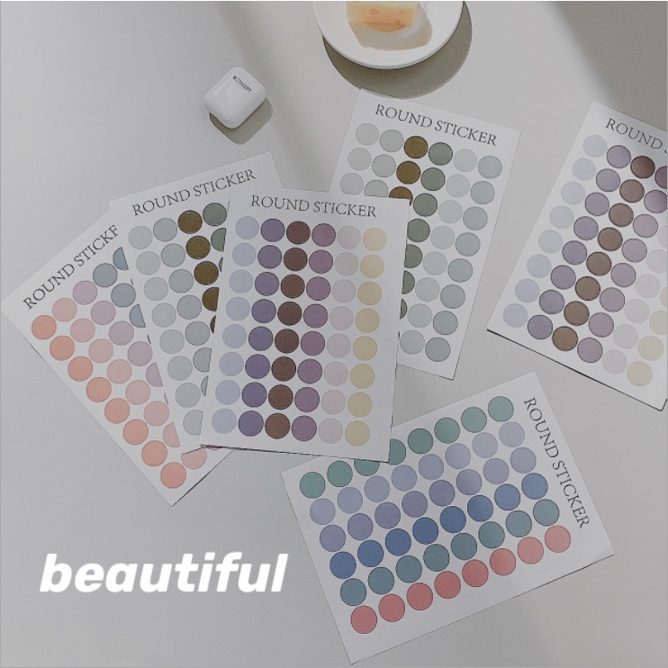 Set 48 miếng sticker chấm tròn vintage nhiều màu sắc