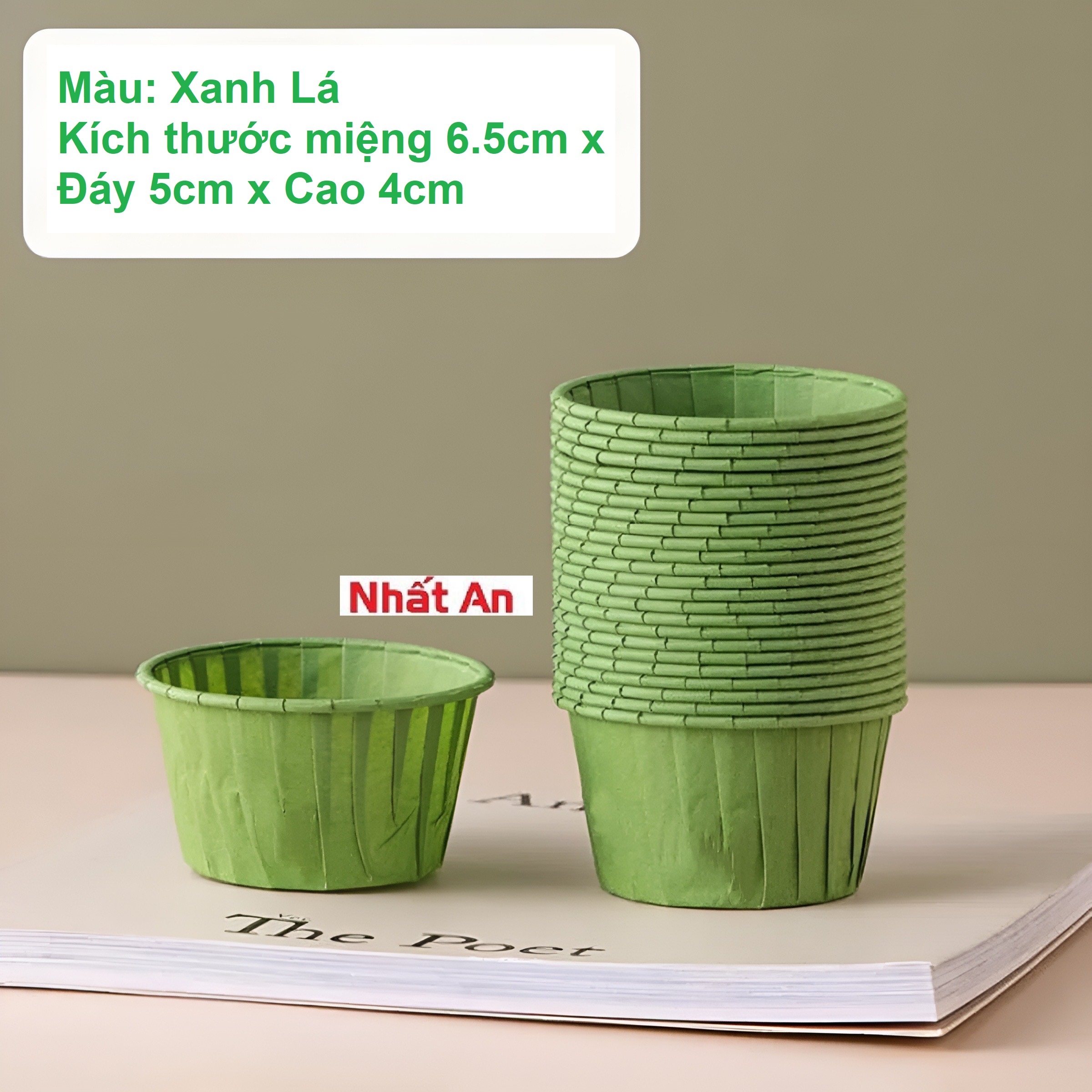 Cup giấy/ chén giấy nướng bánh muffin / cupcake màu xanh lá - lốc 50 cái