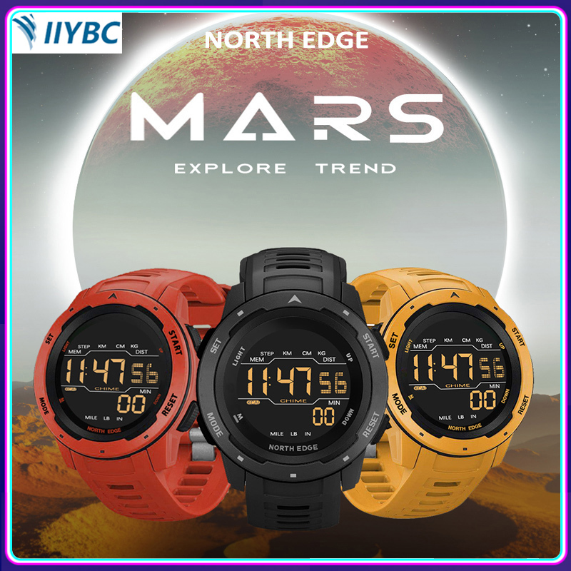 Đồng hồ NORTH EDGE MARS dành cho nam Đồng hồ thể thao ngoài trời kỹ thuật số 50M chống nước chính hãng