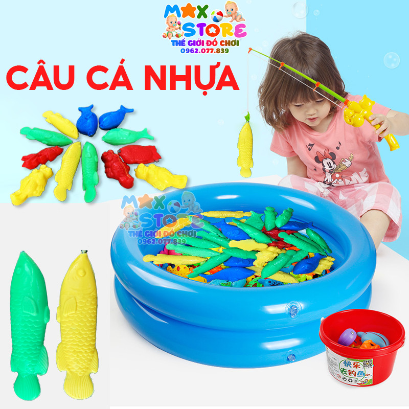 Cá nhựa cân đã bắt vít loại to có lưỡi câu nam châm và cần câu