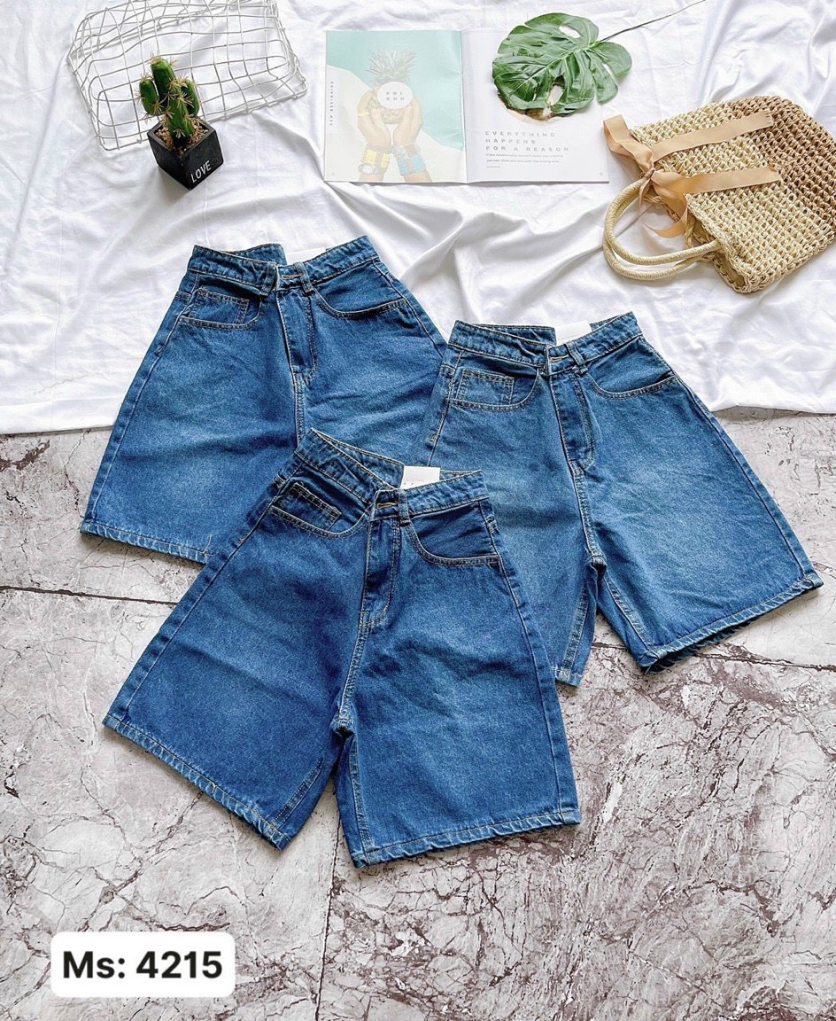 Quần Short Ngố Jean Nữ Trơn-JT