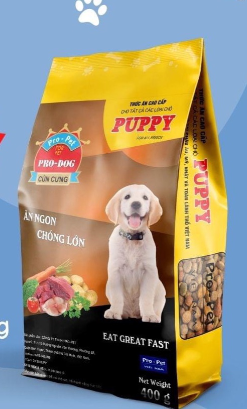 400GR THỨC ĂN PRO-DOG DÀNH CHO CHÓ CON TỪ 2 - 12 THÁNG VỊ THỊT GÀ