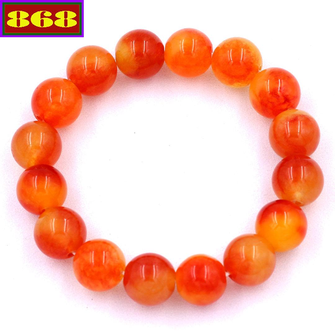 Chuỗi hạt đeo tay đá ngọc tủy cam 12 ly 16 hạt - Vòng chuỗi đá phong thủy - Vòng tay chuỗi hạt đá mệnh Thổ