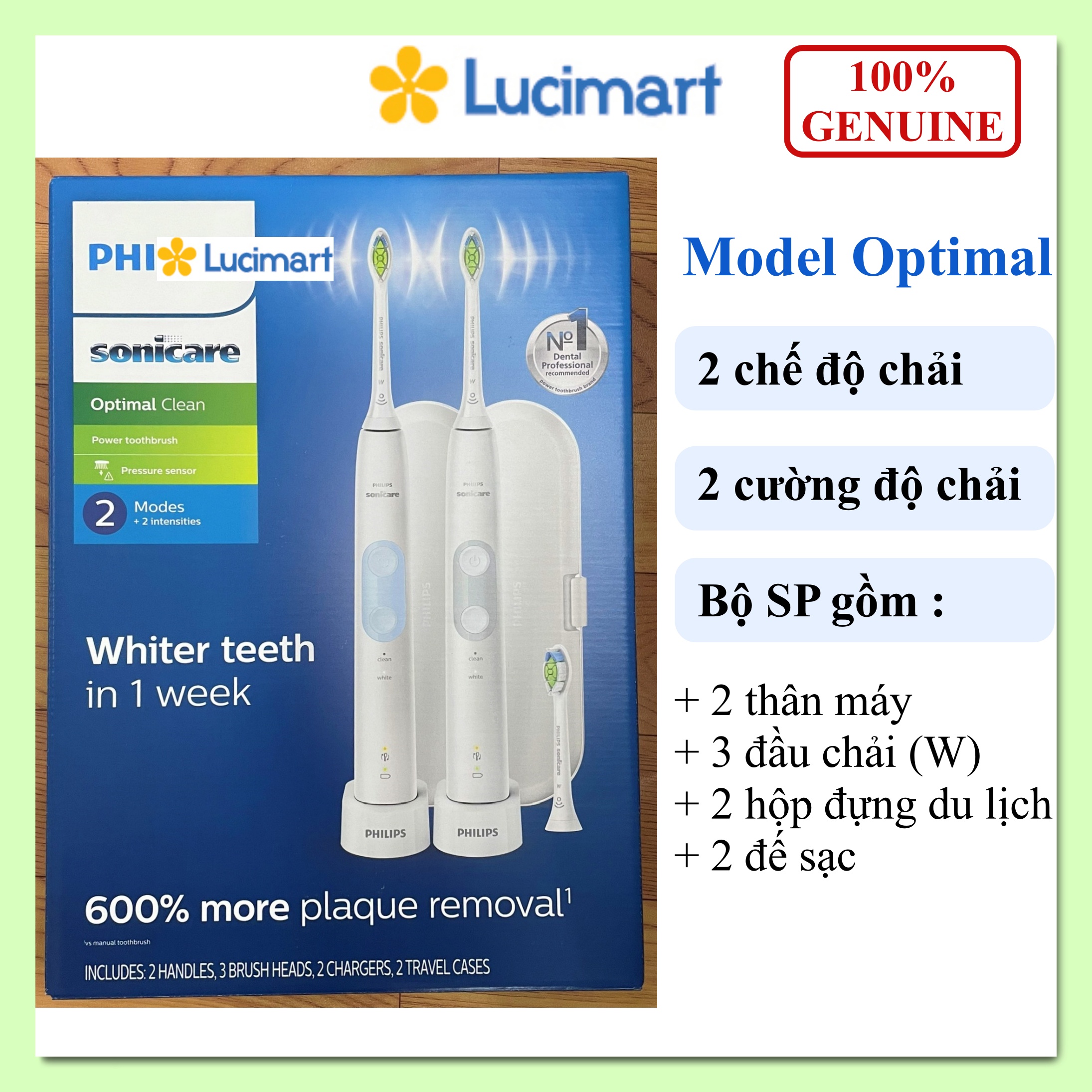 Bàn chải điện Phi.lips Sonicare Optimal Clean [Hàng Mỹ]