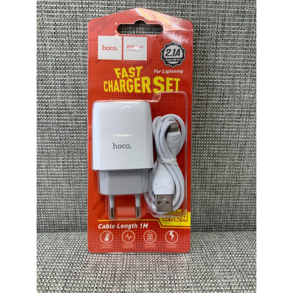 Bộ Sạc củ cáp sạc nhanh Hoco C72A Lightning