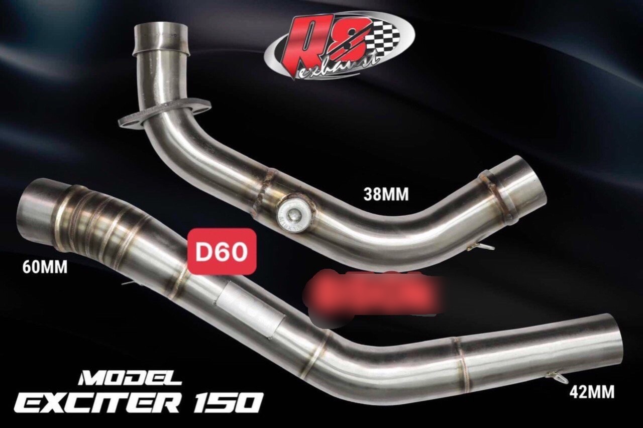 Cổ pô tăng 2 khúc exciter ex150 r8 racing inox 304