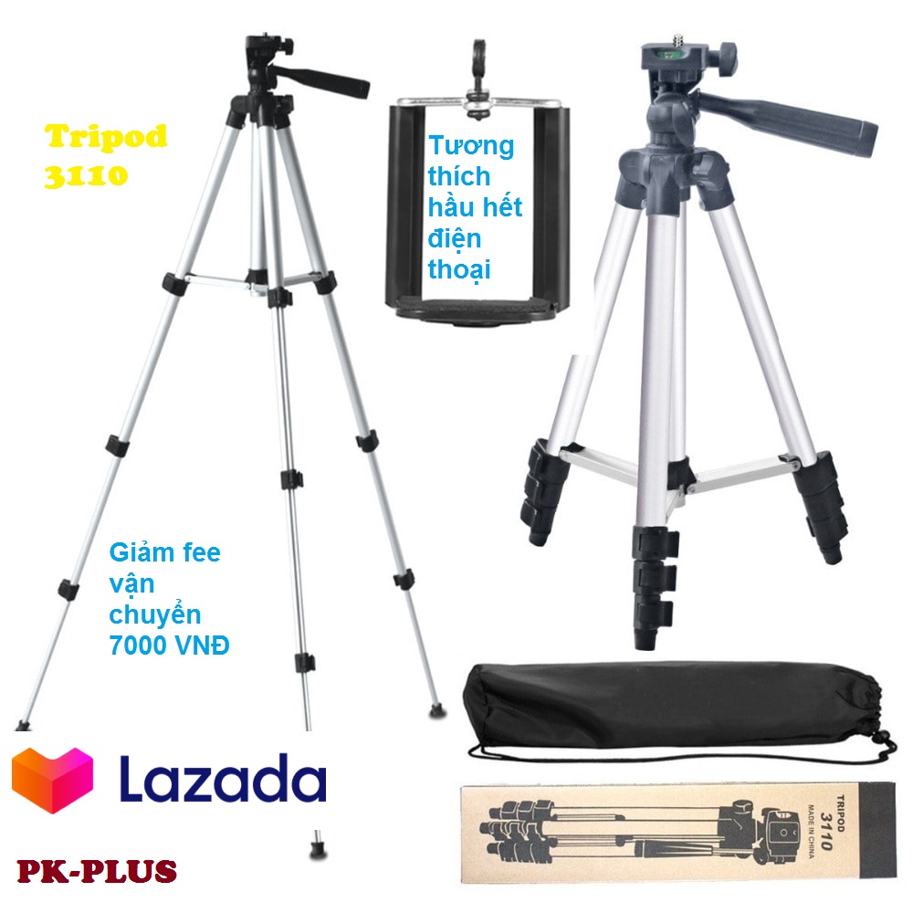Tripod 3110 - Gậy chụp hình 3 chân 3110 tặng kèm đầu kẹp điện thoại