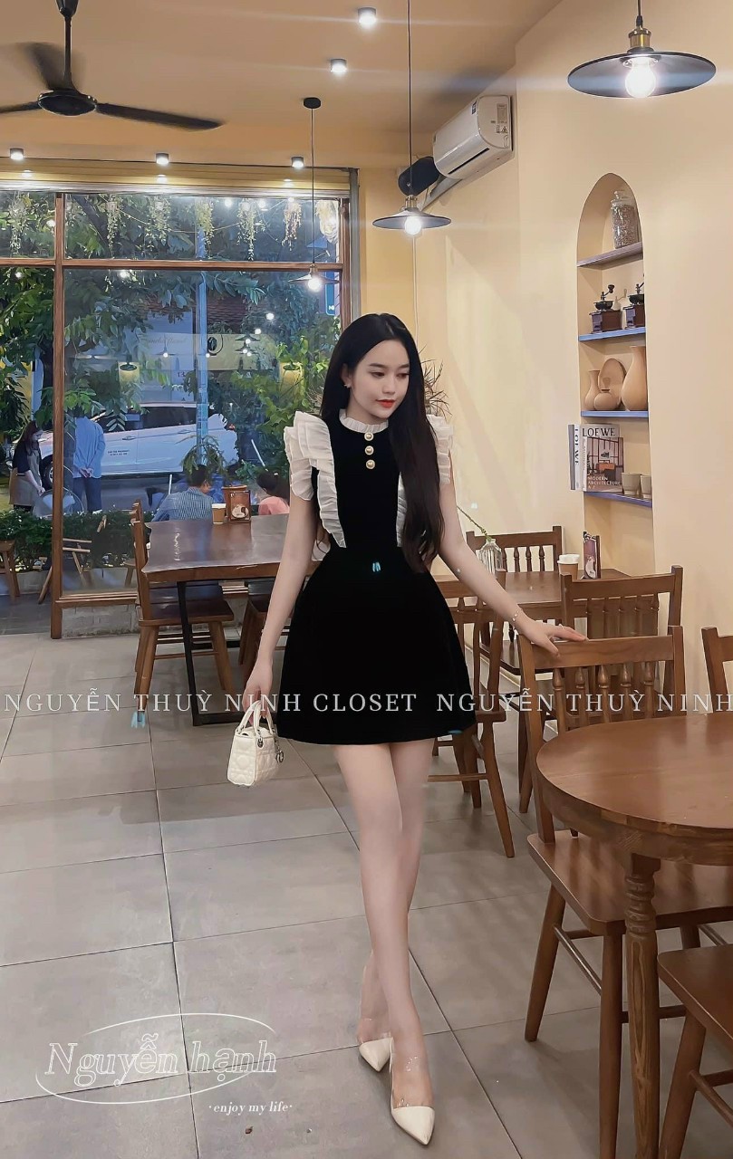 Đầm Phối Bèo Voan Xếp Ly