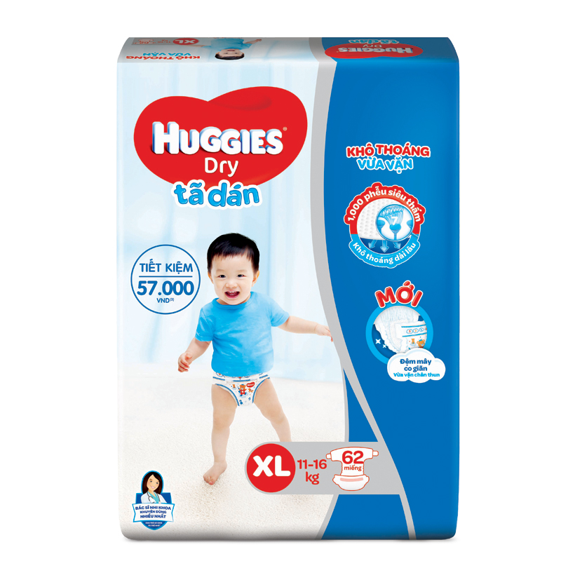TÃ DÁN HUGGIES XL62 CHO BÉ 11-16KG