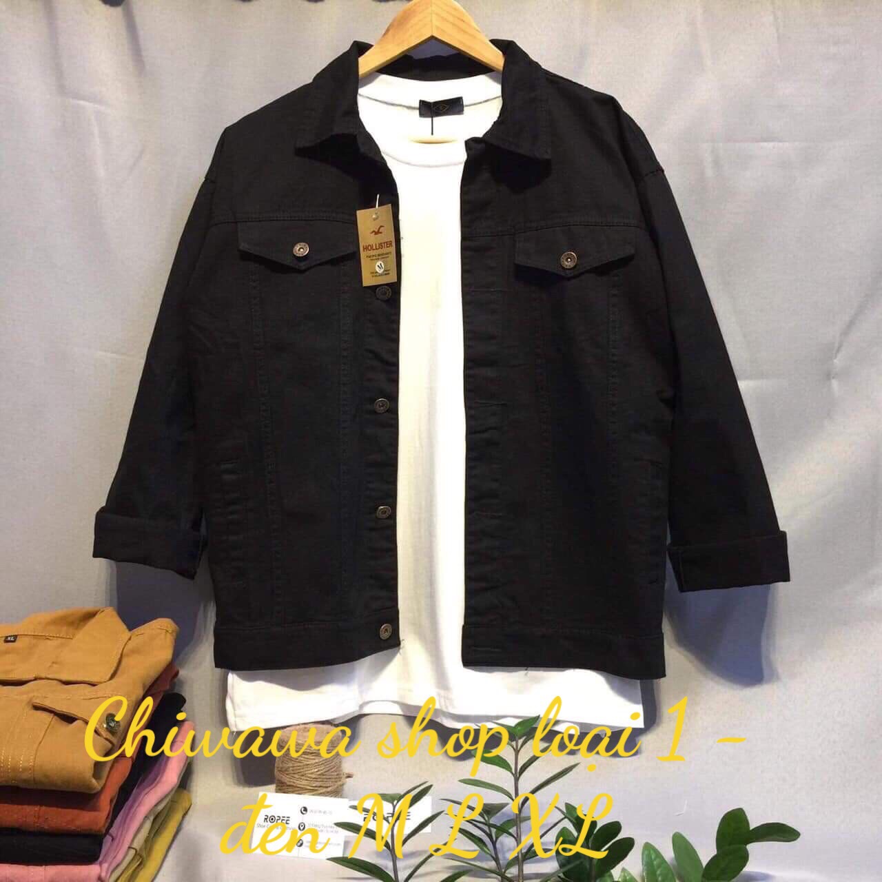 [HCM]Áo khoác kaki nam nữ Unisex basic Hàn Quốc màu đen size M-L-XL hàng shop hình thật