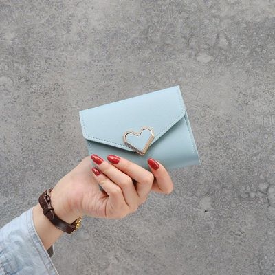 Ví  bóp da nữ cầm tay mini khóa trái tim VD01