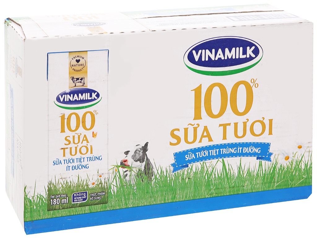 Thùng 48 Hộp Sữa Tươi Vinamilk 100% Có Đường 180ml