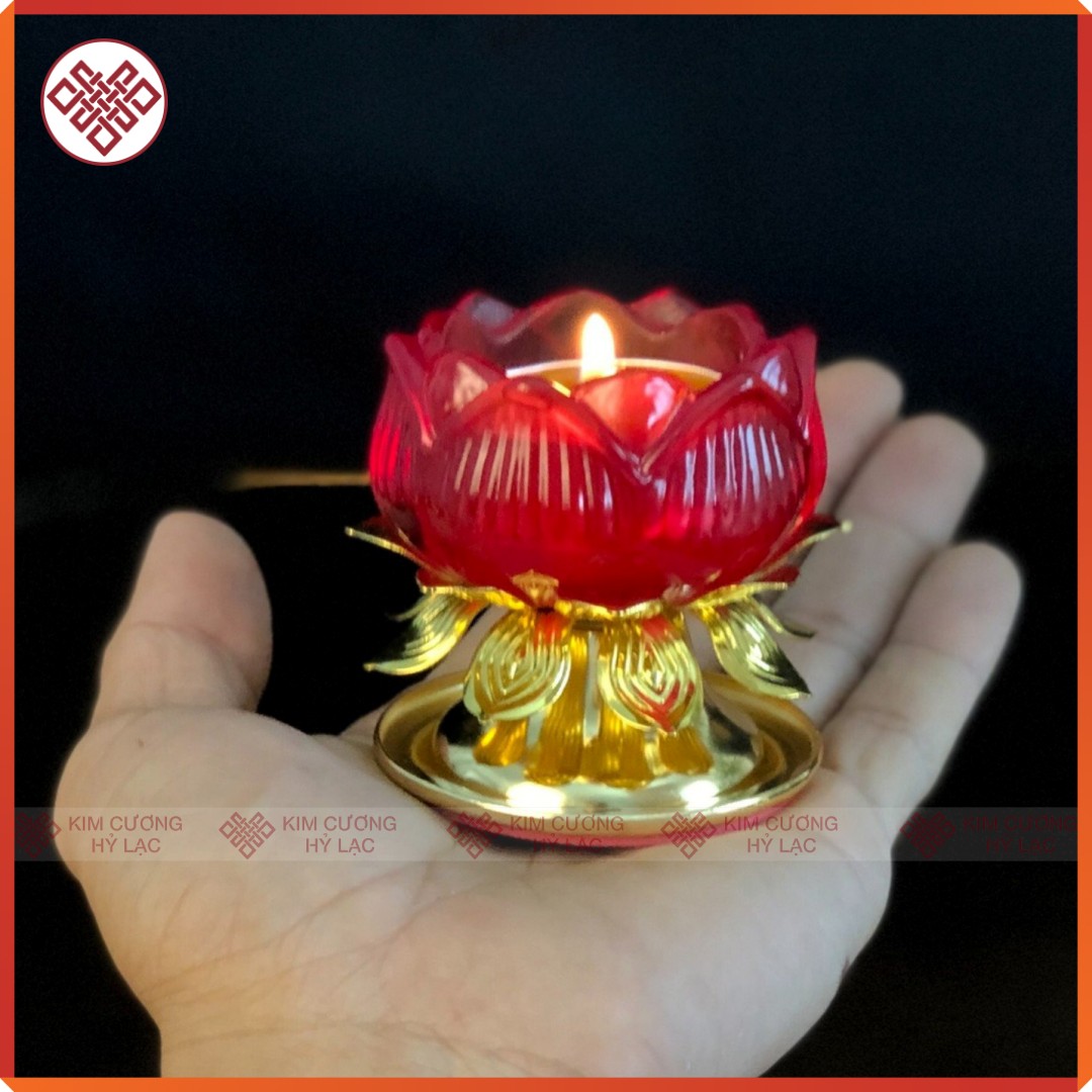 Chân đèn đồ thờ cúng [Kim Cương Hỷ Lạc]  lưu ly đế hợp kim