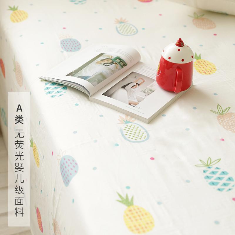 Xiaomi Màn Thầu Sợi Hai Lớp Màu Quả Dứa Đơn Chiếc Ga Trải Giường Ga Bọc Đệm Hoạt Hình Vẽ Tay 100% Cotton Trên Giường Cung Cấp Keding