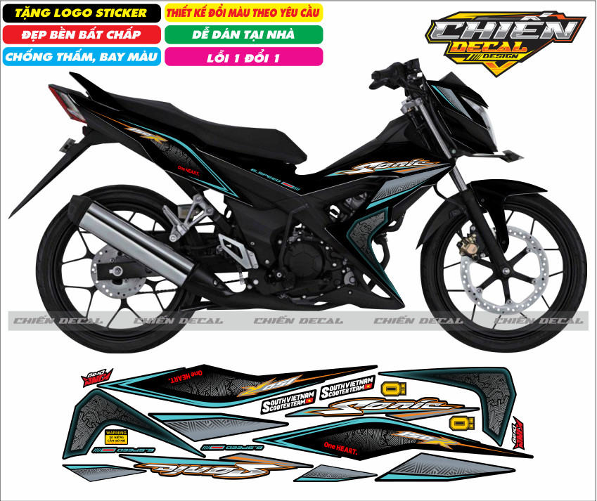 Tem rời xe sonic 150 mẫu tem malai chế (tem 3 lớp cao cấp)