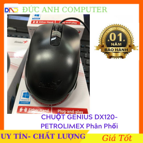 Chuột Máy Tính  Chuột Máy Tính GENIUS DX120 - Chuẩn 1000 DPI - Cổng USB Chính Hãng Bảo Hành 12 Tháng