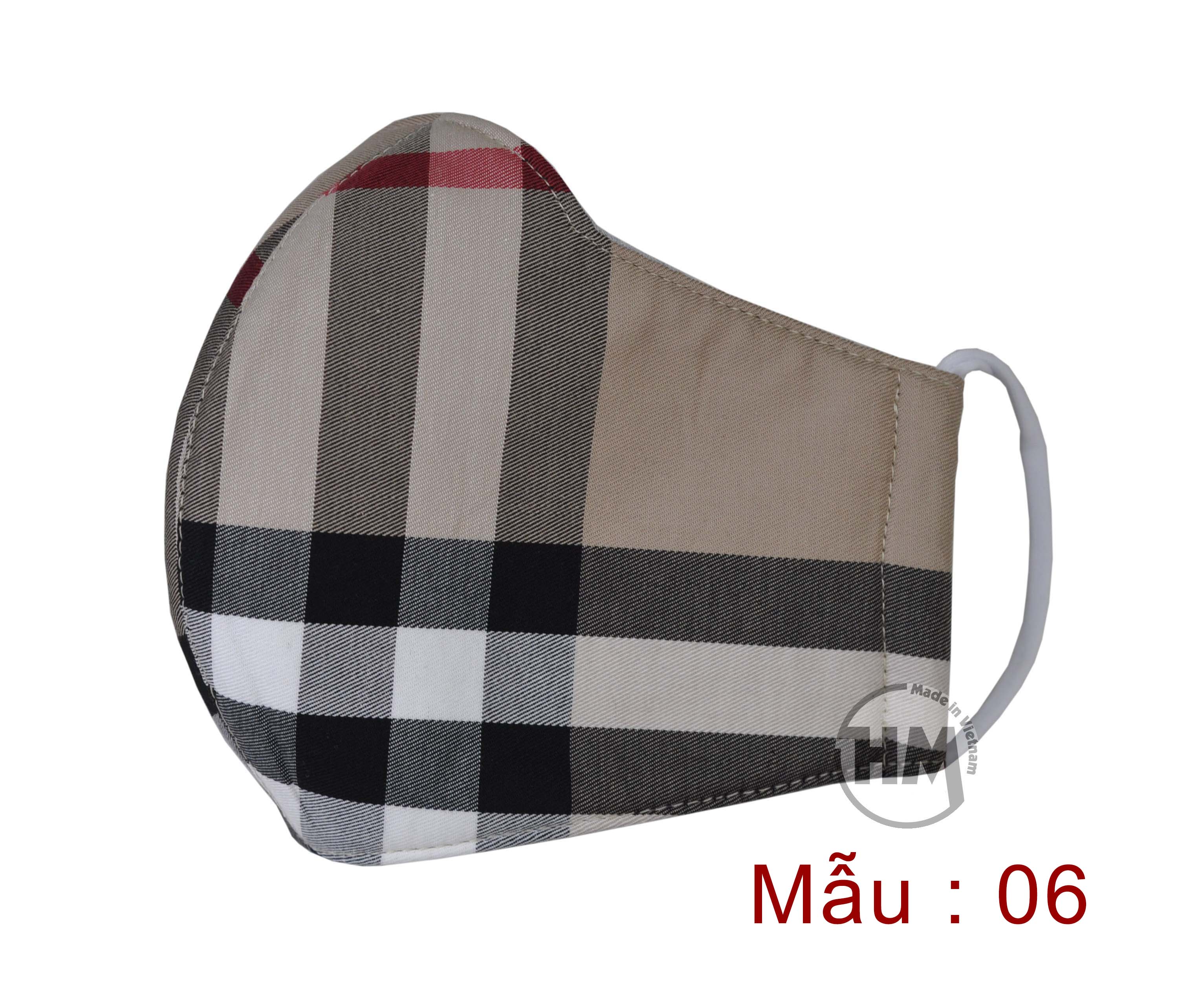 Khẩu trang vải 3 lớp họa tiết karo chất lượng