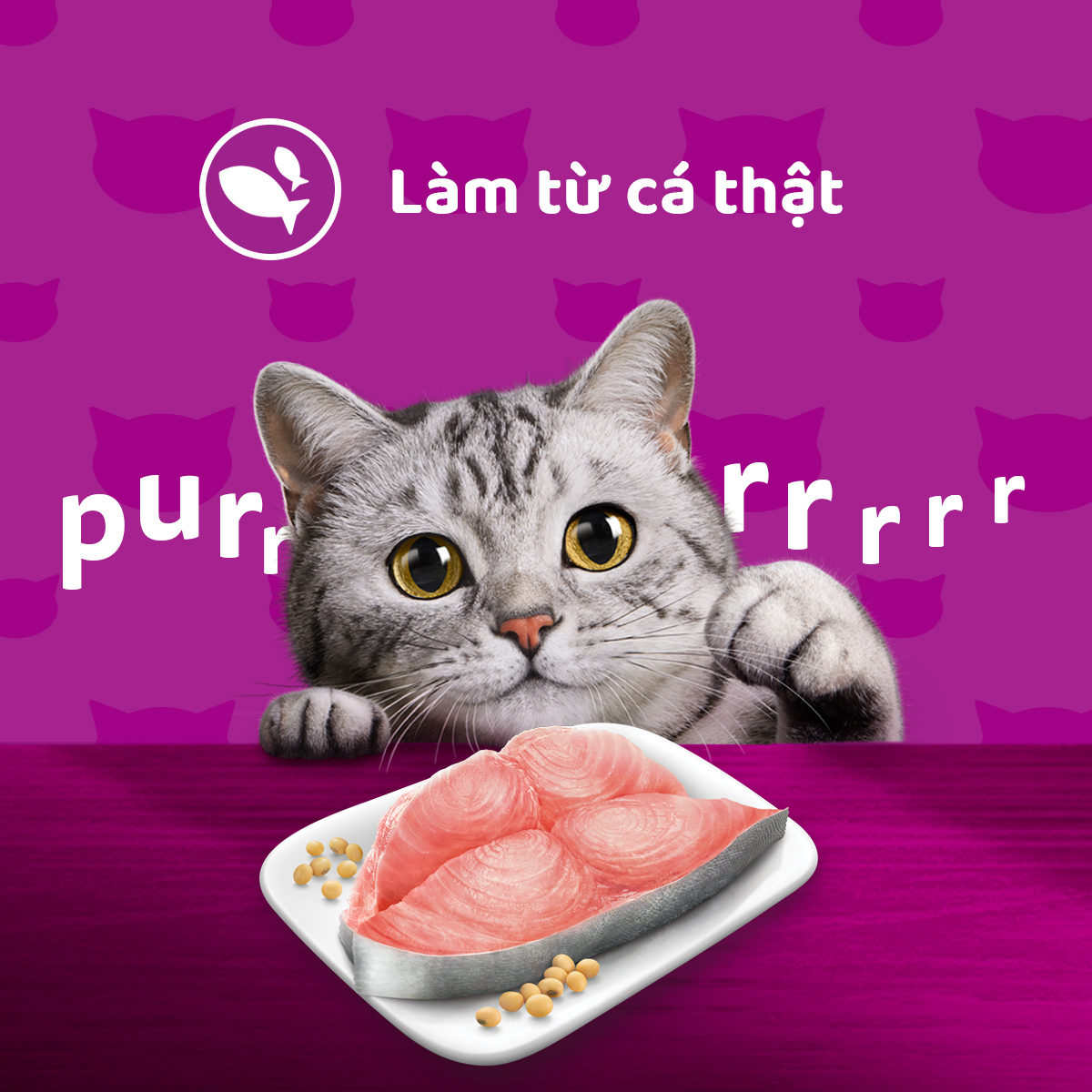 WHISKAS® Thức ăn cho mèo lớn dạng sốt (pate mèo) vị cá 80g (14 gói)