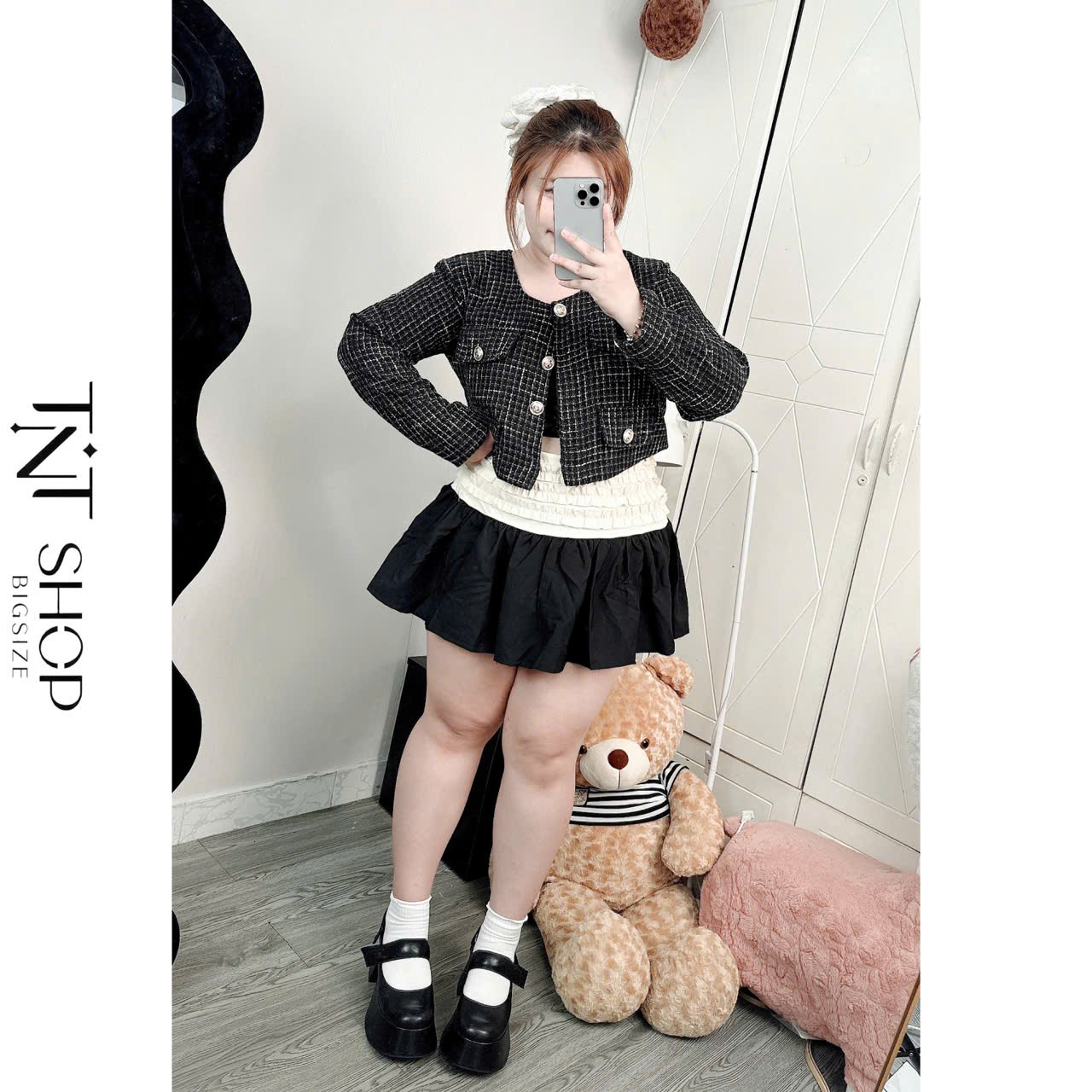 ÁO KHOÁC DẠ TWEED NẮP NÚT [TNT SHOP BIGSIZE 60KG 90KG] Nữ Women
