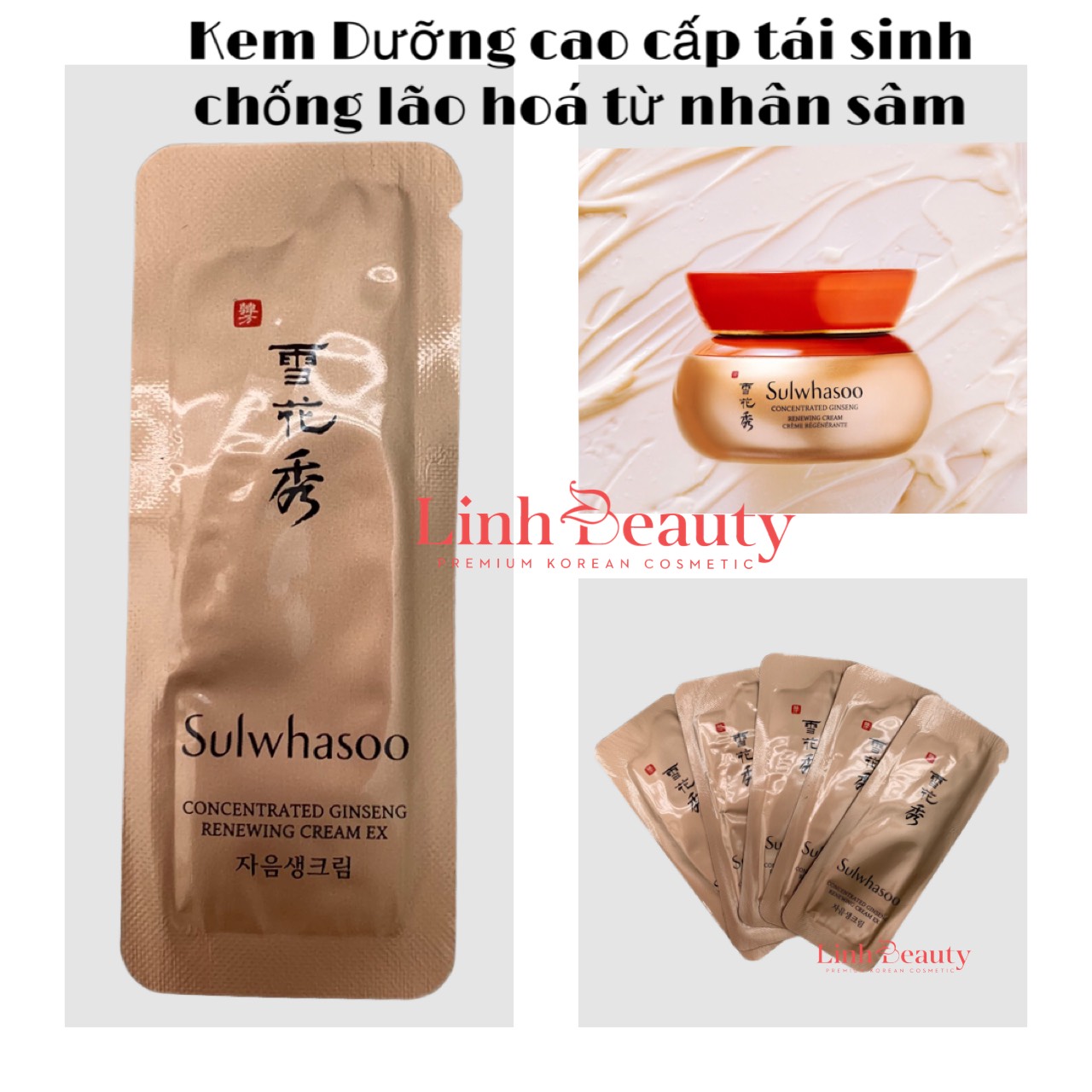 [Sulwhasoo][Date 2024] Combo 5/10/30 gói Kem Dưỡng Nhân Sâm Chống Lão Hóa Sulwhasoo Concentrated Ginseng Renewing Cream