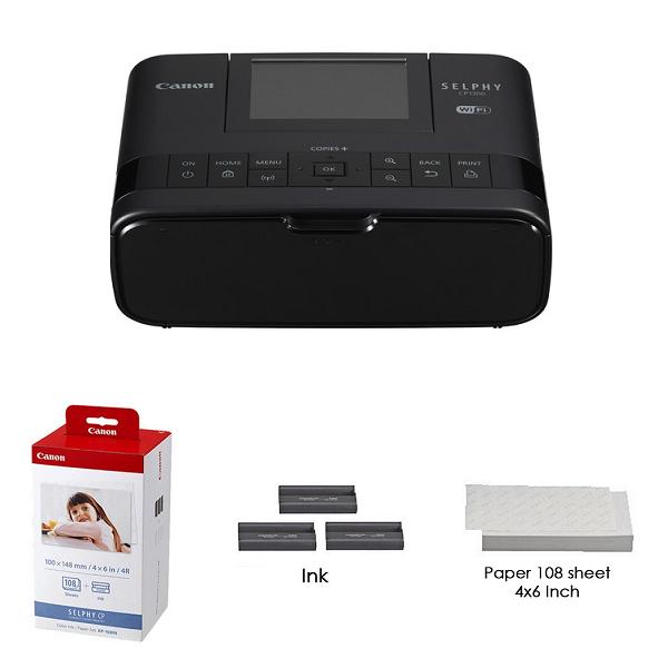 [Trả góp 0%]Máy in Canon SELPHY CP1300 Wifi (Màu đen)- Hàng Canon Lê Bảo Minh + Giấy in ảnh Paper Set KP -108IN