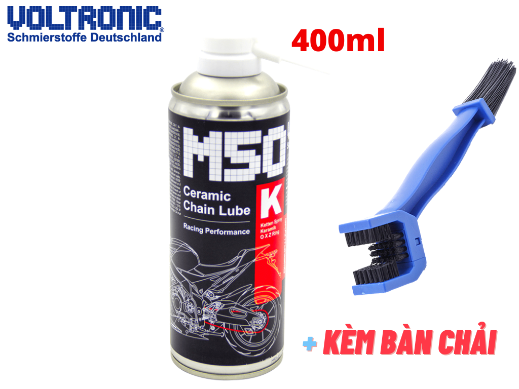 Xịt dưỡng sên ceramic voltronic m50 không văng 400ml kèm bàn chải