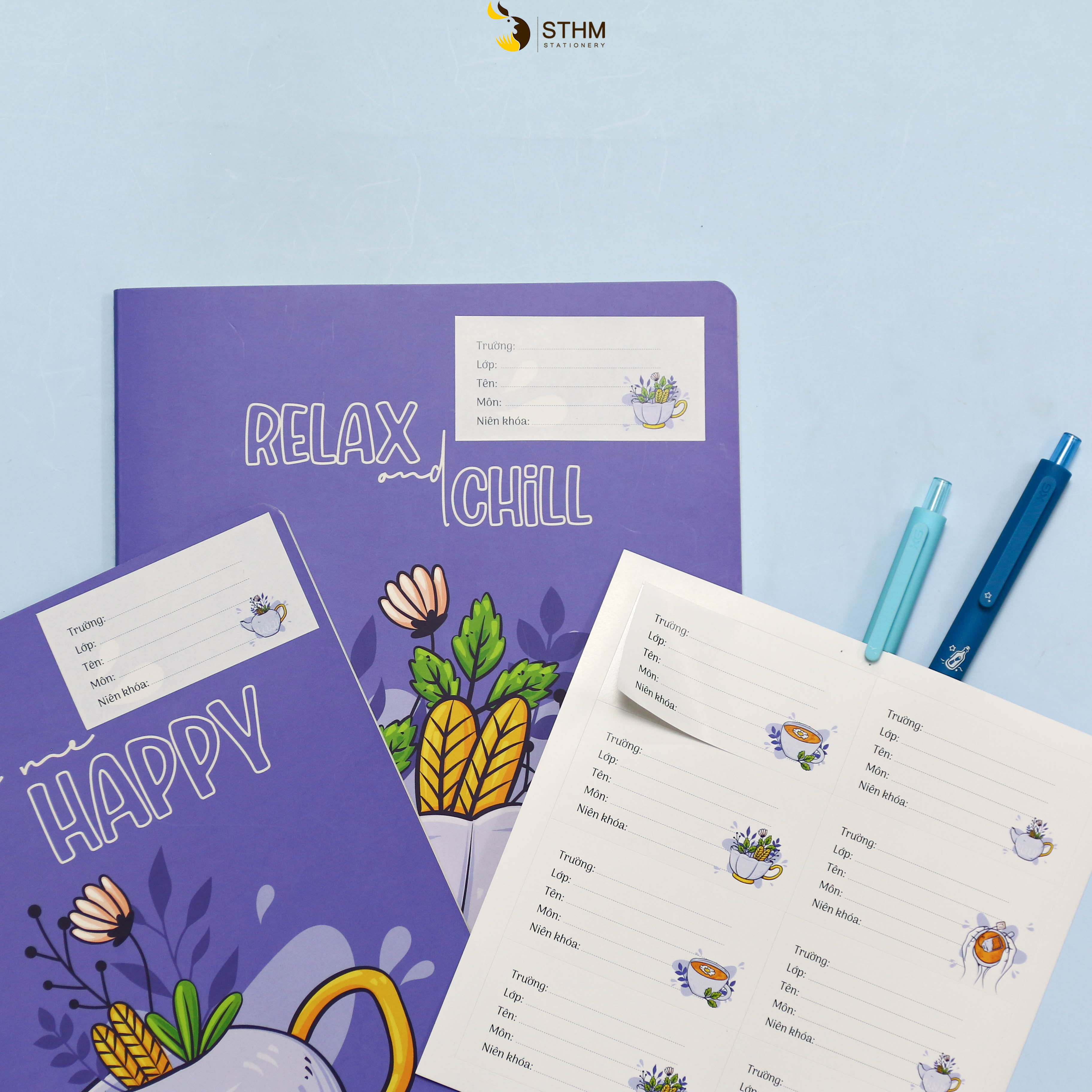 STHM stationery - Set 32 nhãn vở basic - 7.2x3.6cm