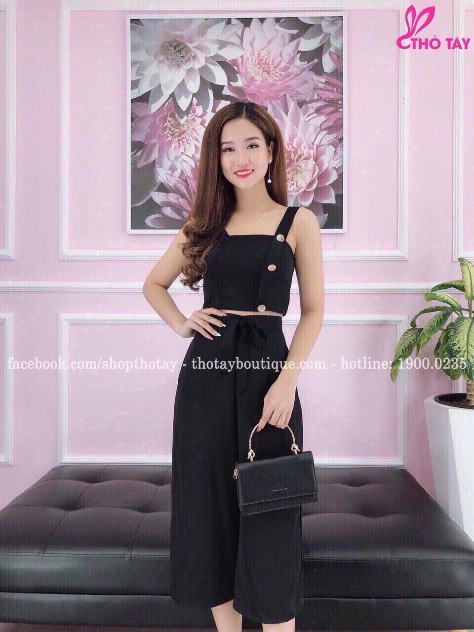 Set bộ nữ áo 2 dâu croptop +quần dài ống suông