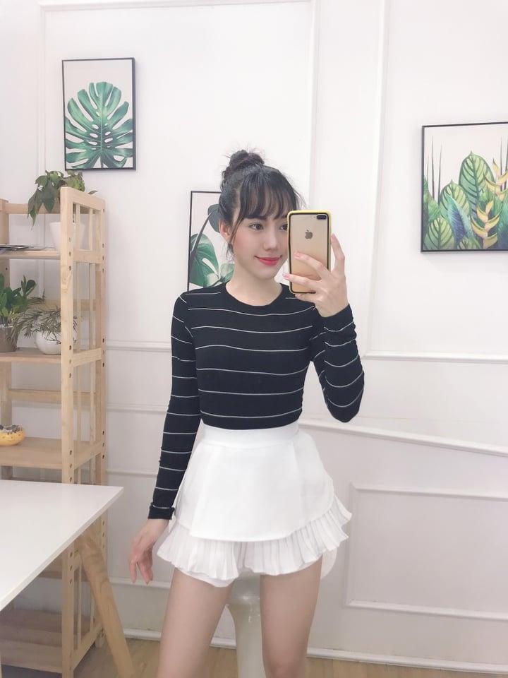 Áo lụa form body tay dài cổ tròn phong cách TTKX0282