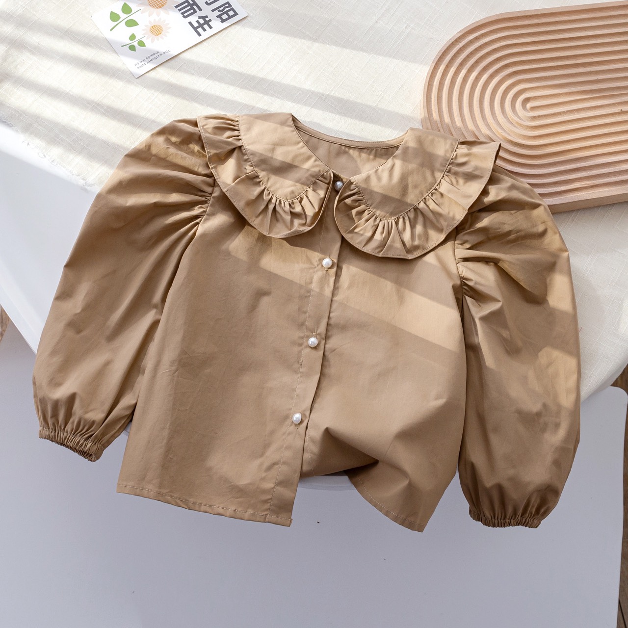 Áo sơ mi bé gái V5 chất lụa cúc ngọc size đại 14 - 45kg