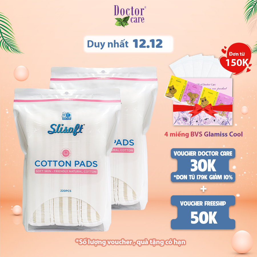 2 gói Bông tẩy trang Slisoft 220 miếng
