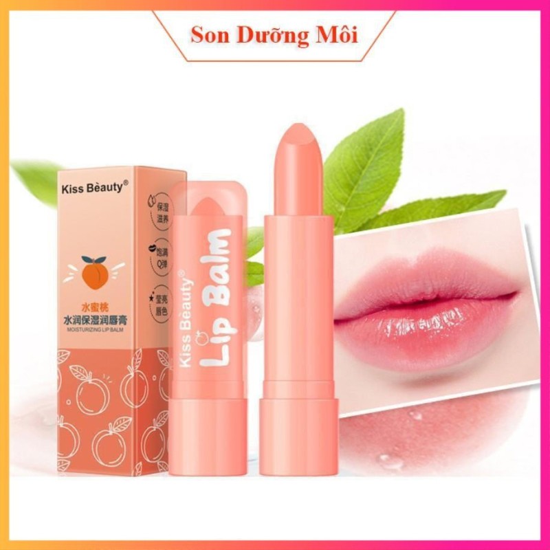 Son dưỡng môi Kiss Beauty Peach Lip Balm chiết xuất đào dưỡng ẩm chống khô KLB1