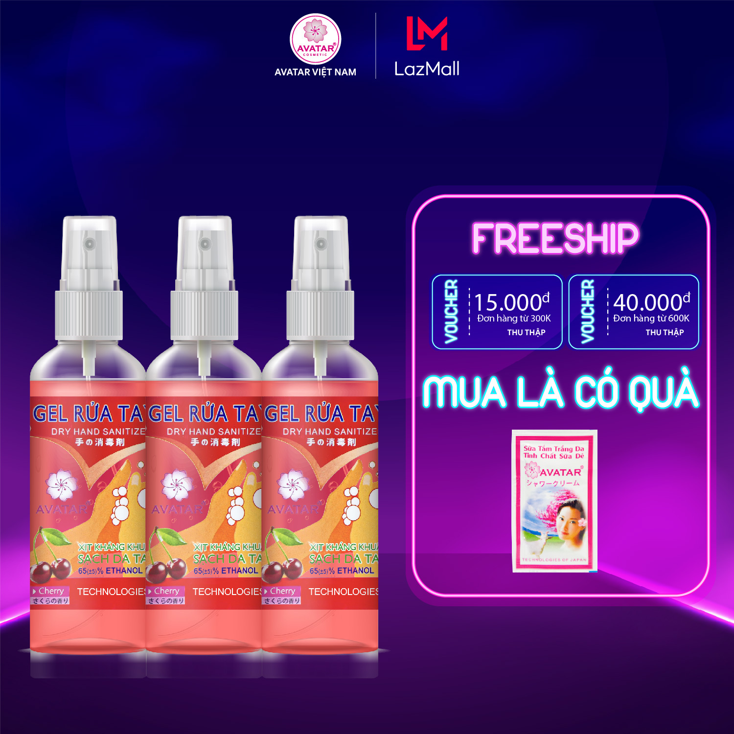 Xịt Rửa Tay Hương Cherry Diệt Khuẩn Vượt Trội