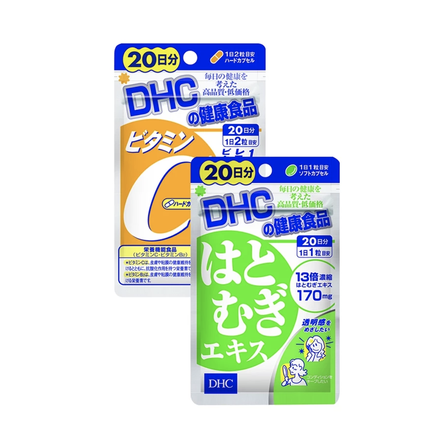 Combo Thực phẩm bảo vệ sức khoẻ DHC VITAMIN C + ADLAY EXTRACT (20 ngày) - Dạng viên uống hỗ trợ Vitamin C + Ý dĩ