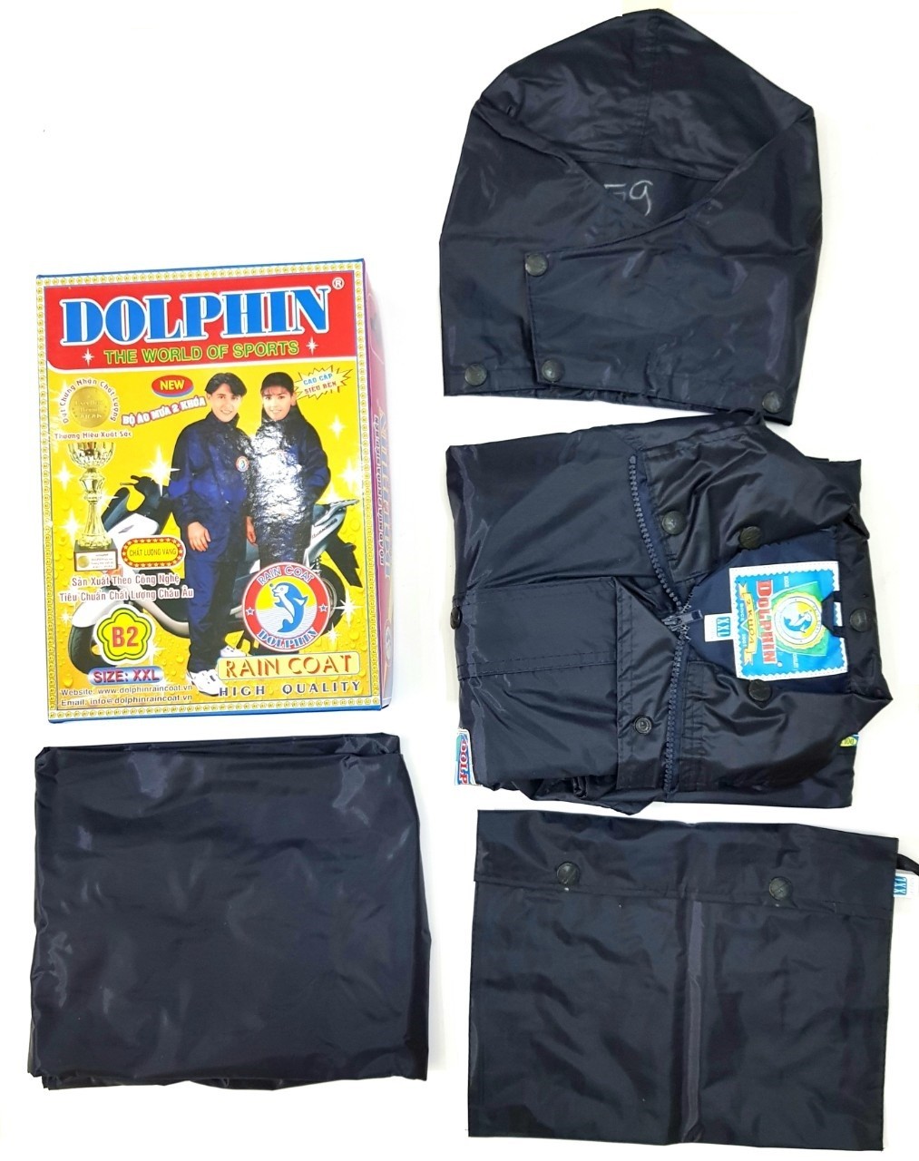 Quần áo mưa Dolphin A8 2 khoá kéo siêu bền