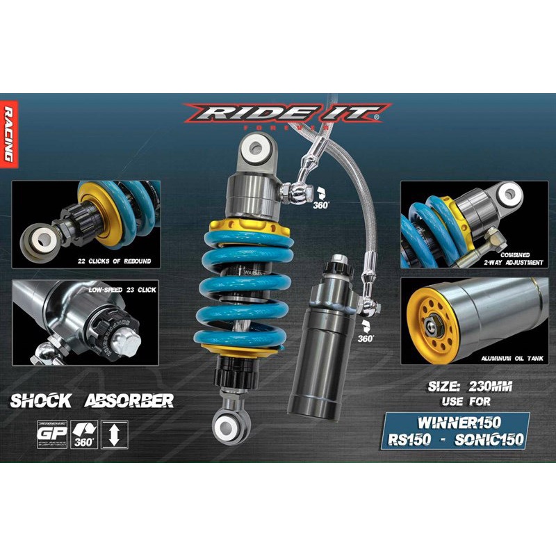 Phuột nitron winner sonic bình dầu 360 - 720 độ RIDE IT